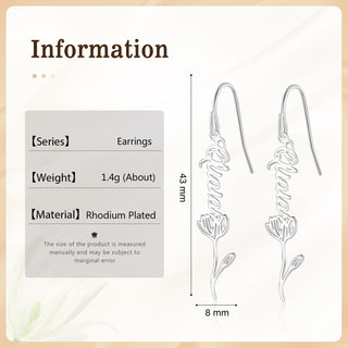 Custom Birthflower Name Earring