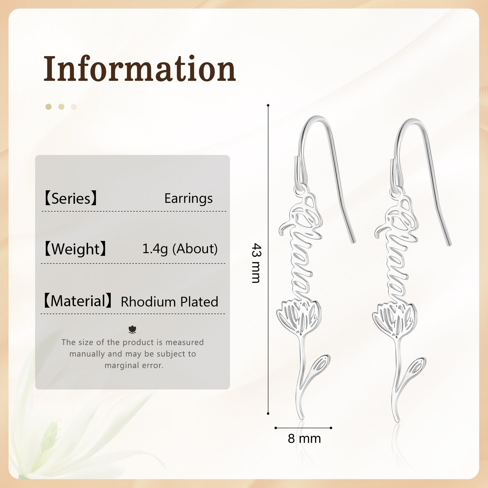 Custom Birthflower Name Earring