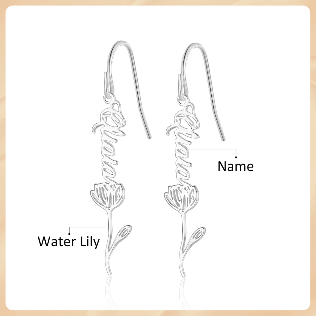 Custom Birthflower Name Earring