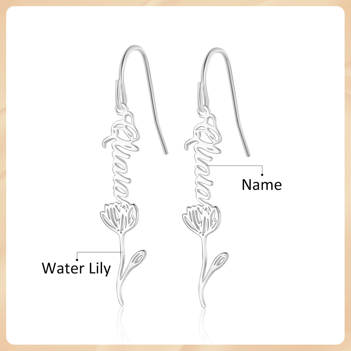 Custom Birthflower Name Earring