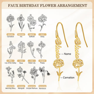 Custom Birthflower Name Earring