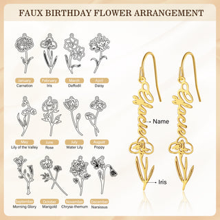 Custom Birthflower Name Earring