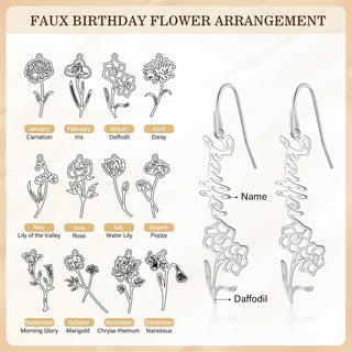 Custom Birthflower Name Earring