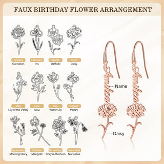 Custom Birthflower Name Earring