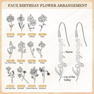 Custom Birthflower Name Earring