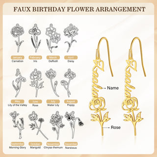 Custom Birthflower Name Earring