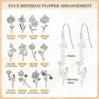 Custom Birthflower Name Earring