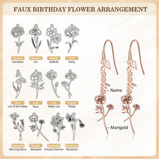 Custom Birthflower Name Earring
