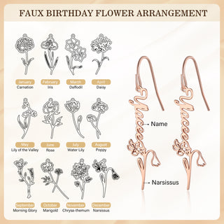 Custom Birthflower Name Earring