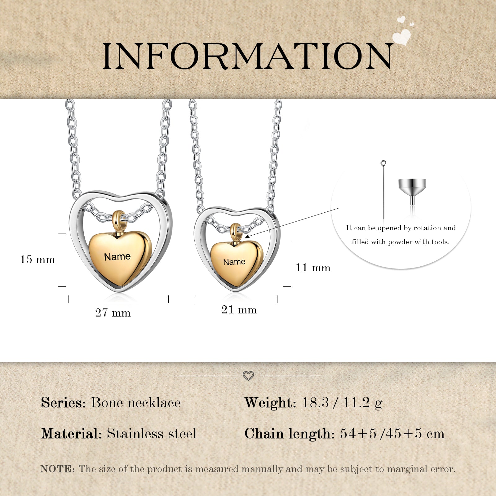 Custom Heart Ashes Necklace