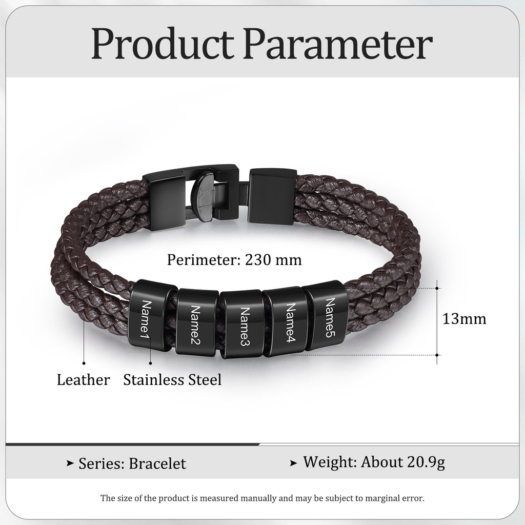 Custom Name Leather Bracelet