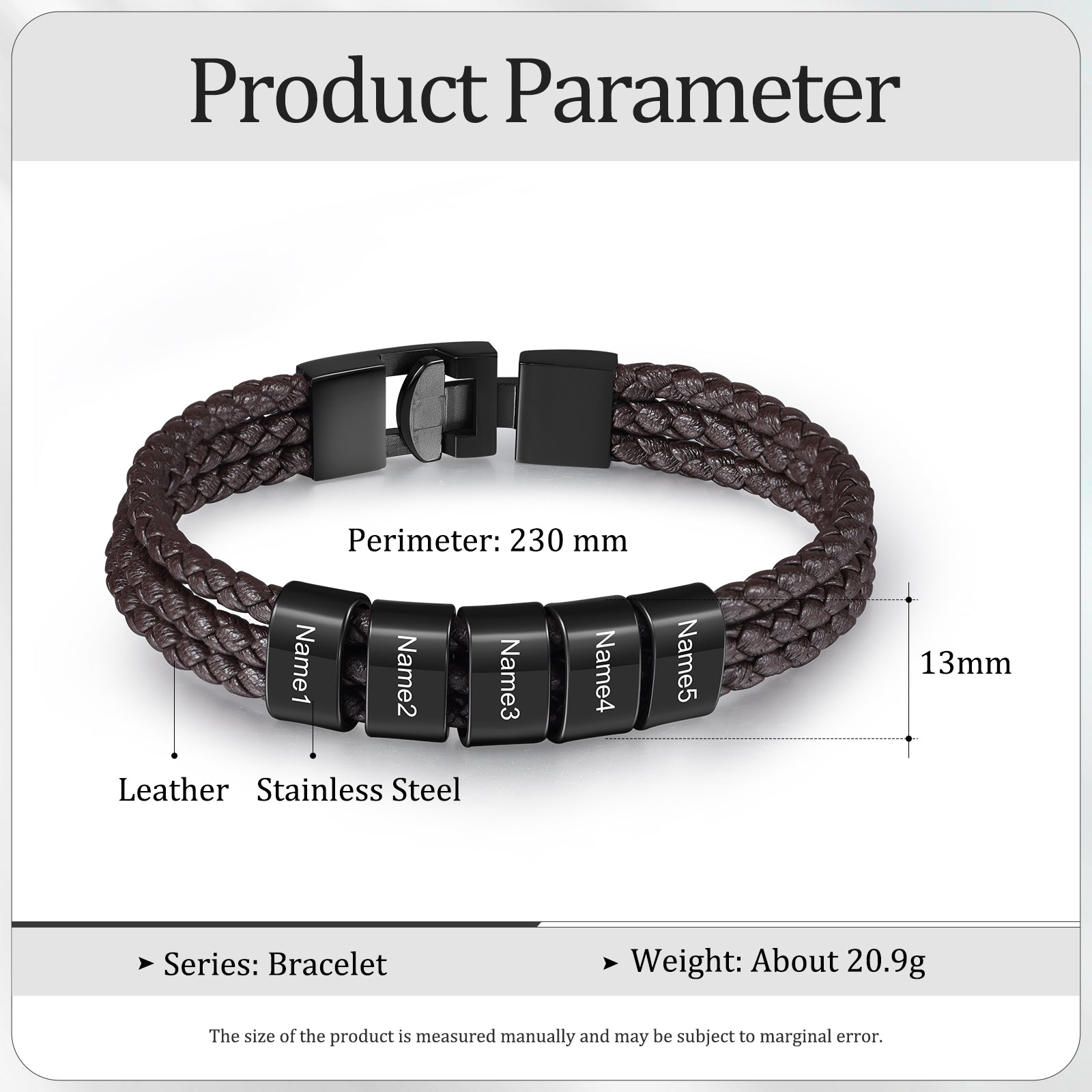 Custom Name Leather Bracelet
