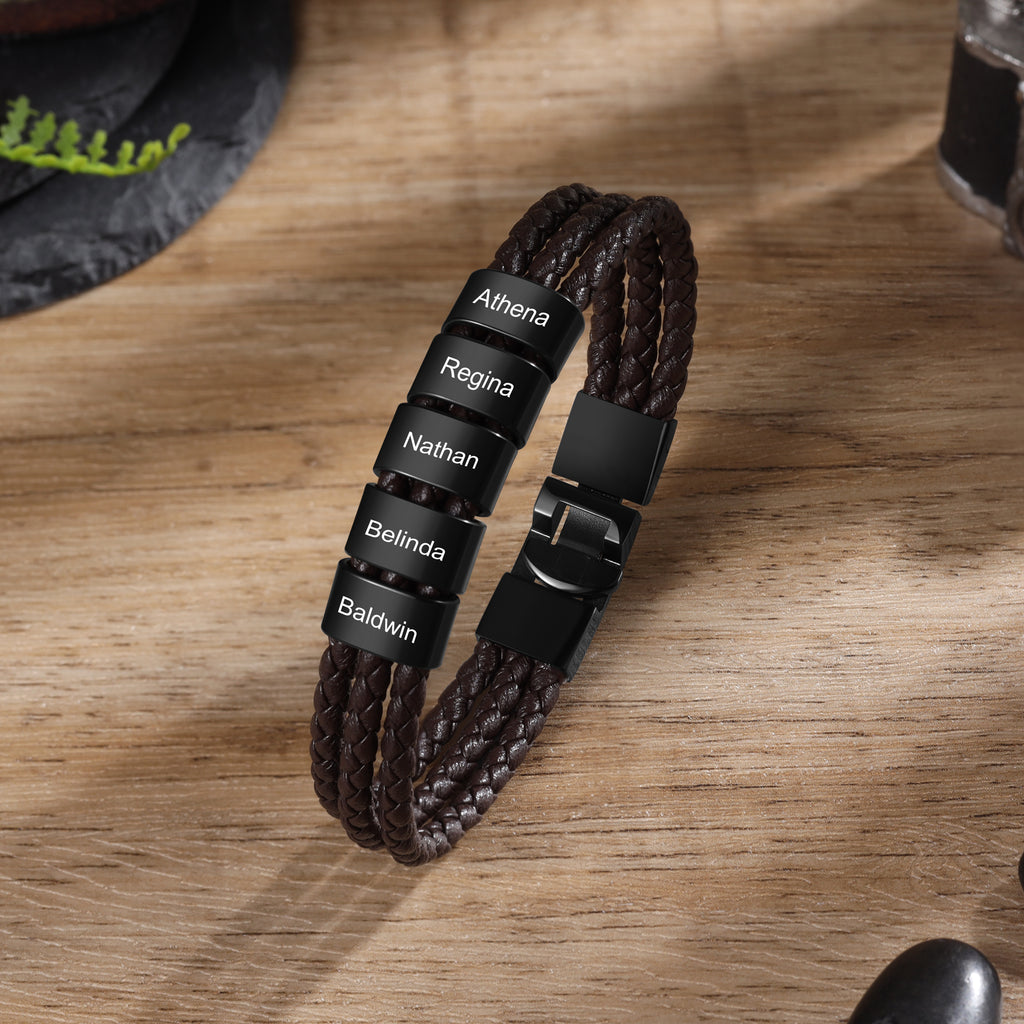 Custom Name Leather Bracelet