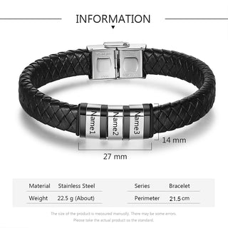 Custom Stainless Steel Leather Bracelet