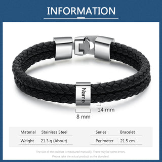 Custom Stainless Steal Leather Bracelet