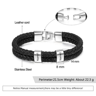 Custom Stainless Steal Leather Bracelet