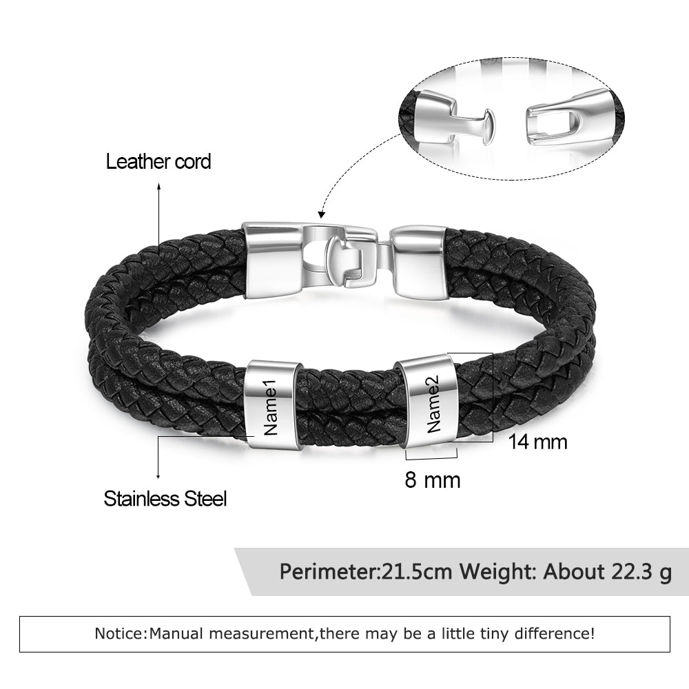 Custom Stainless Steal Leather Bracelet