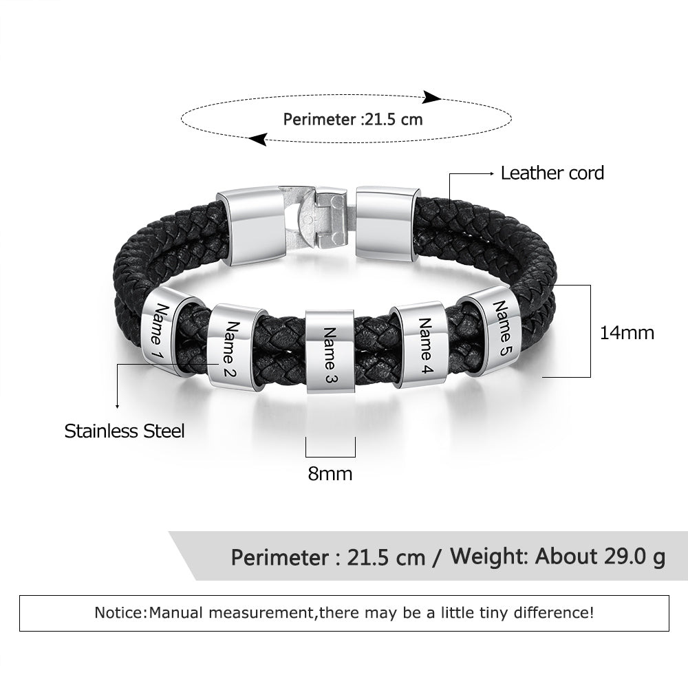 Custom Stainless Steal Leather Bracelet