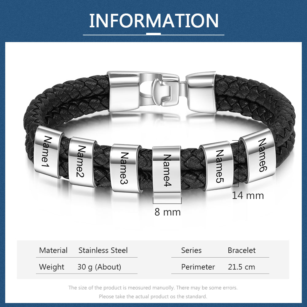Custom Stainless Steal Leather Bracelet