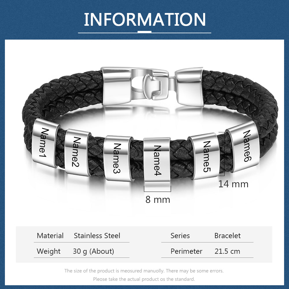 Custom Stainless Steal Leather Bracelet