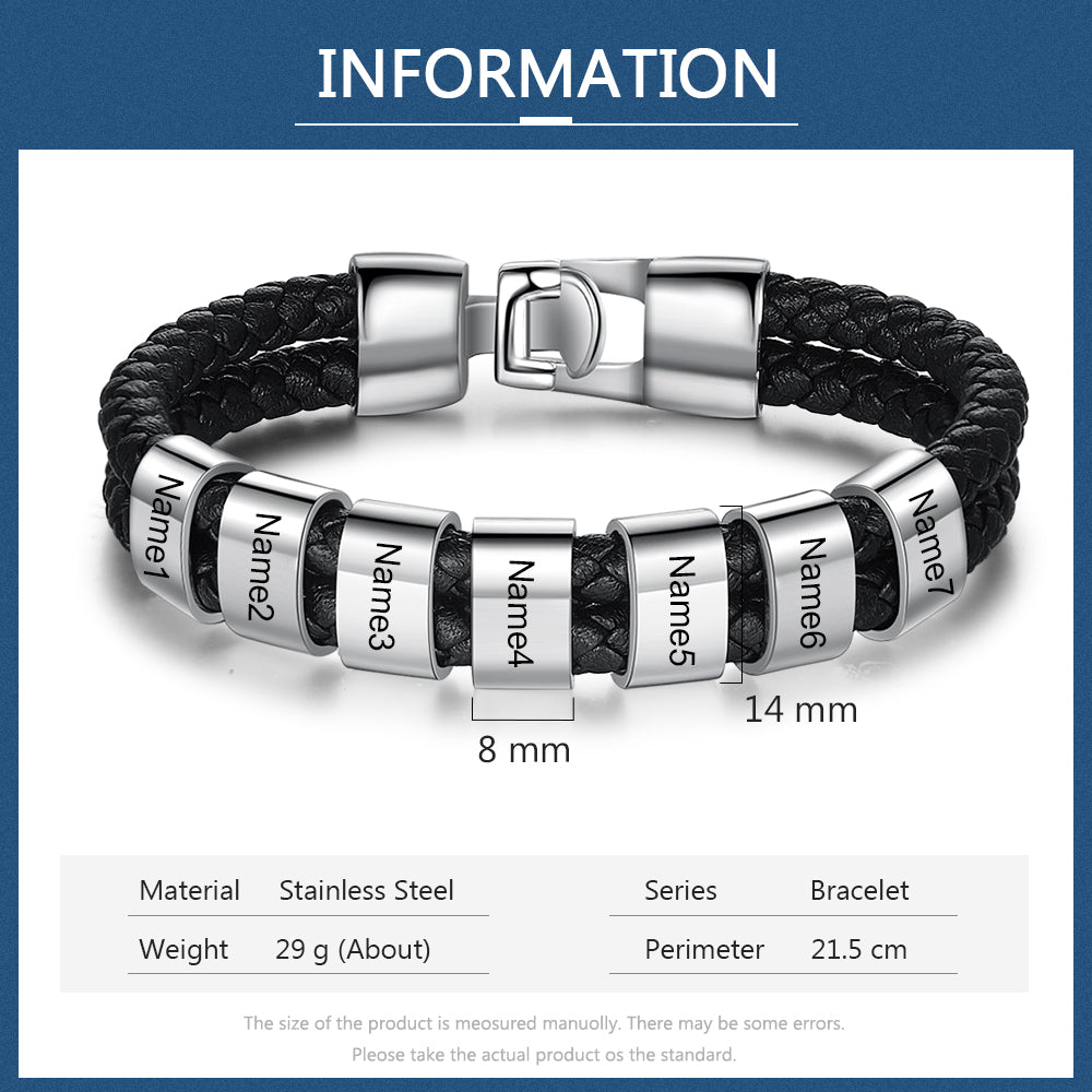 Custom Stainless Steal Leather Bracelet