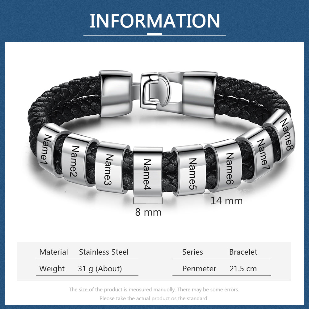 Custom Stainless Steal Leather Bracelet
