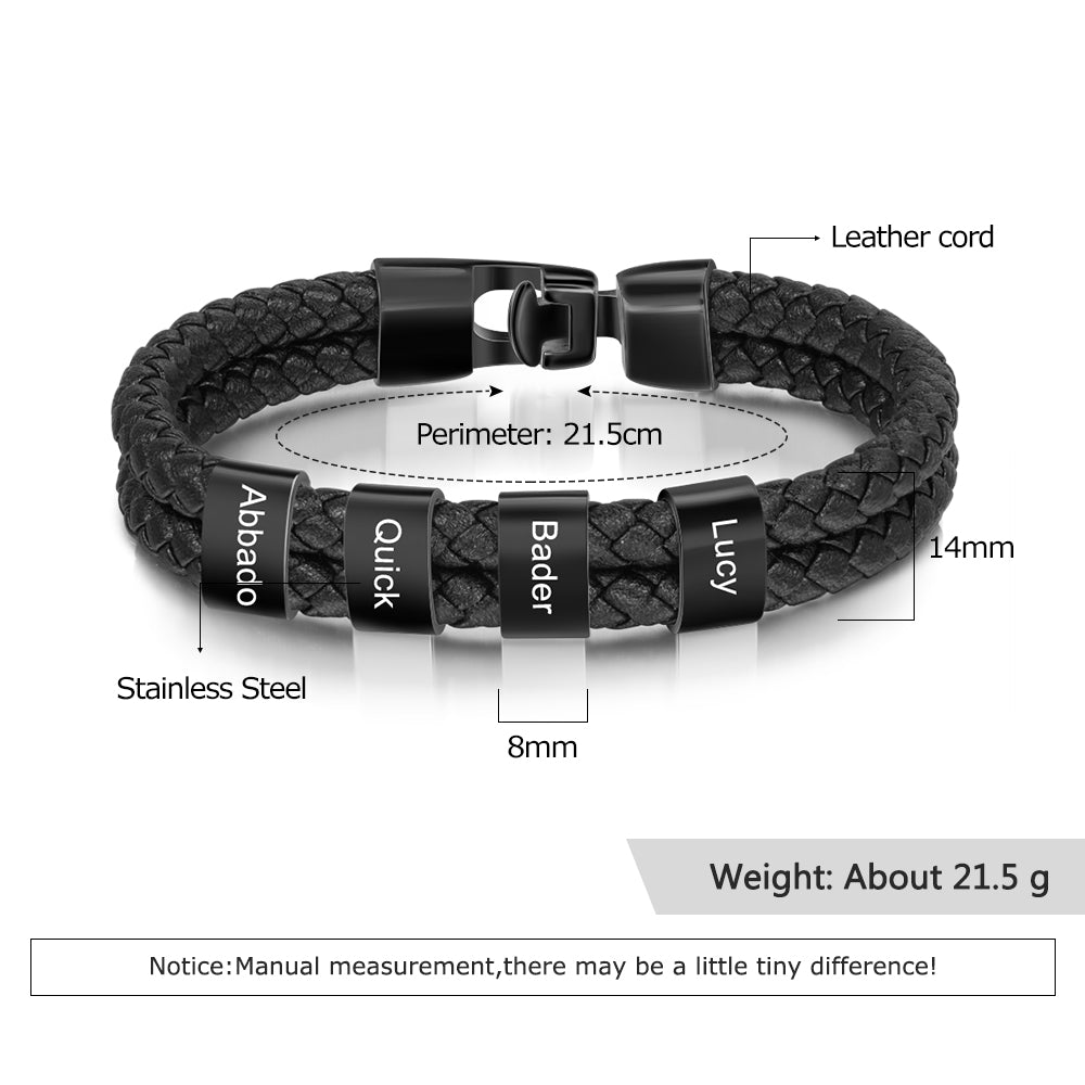 Custom Stainless Steal Leather Bracelet