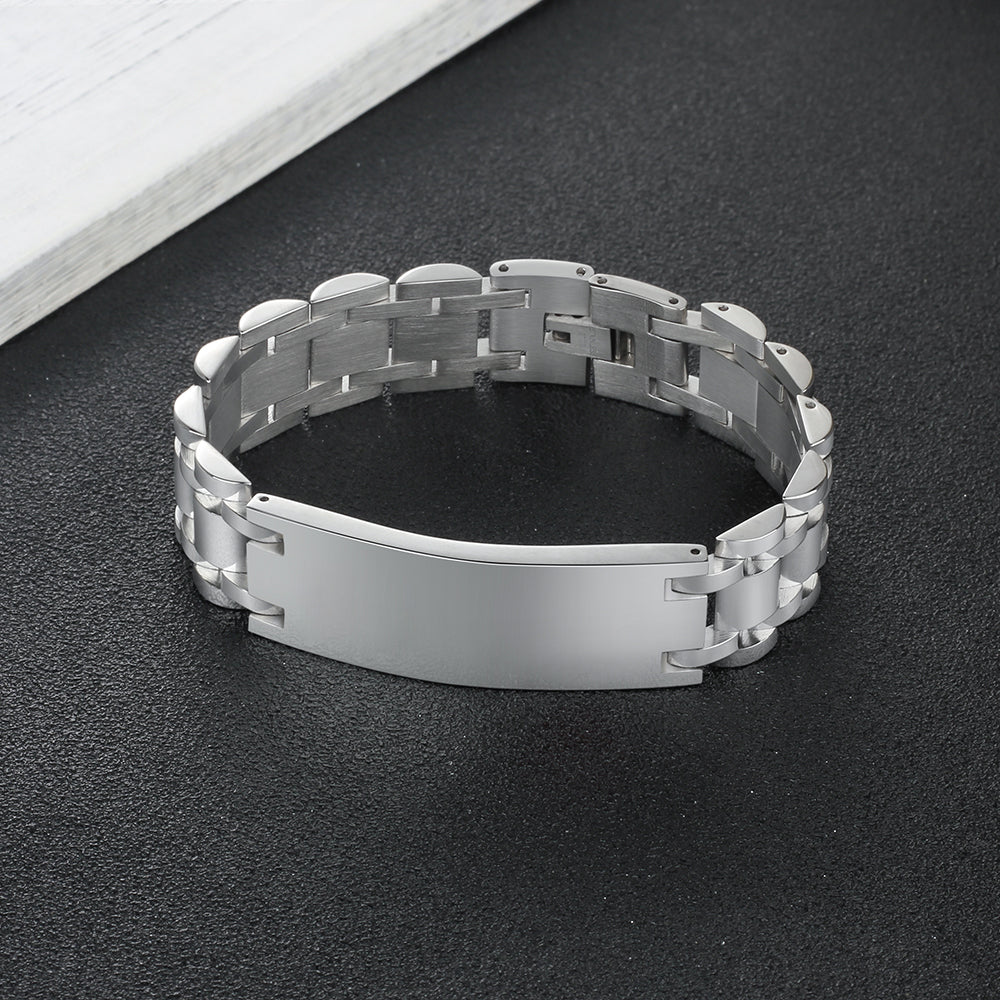 Stainless Steel Curved Glue Red Bracelet