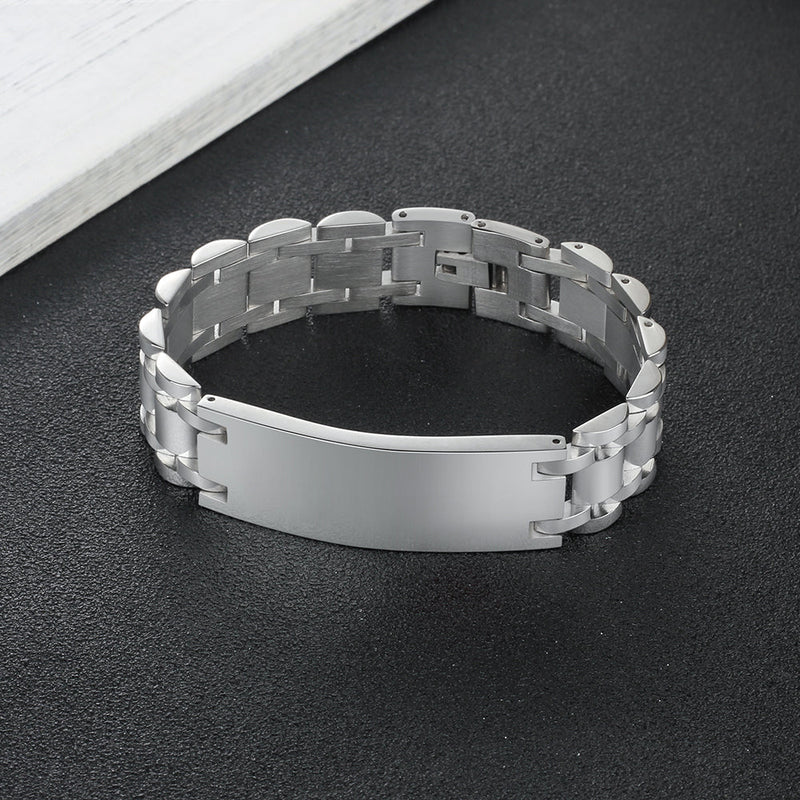 Stainless Steel Curved Glue Red Bracelet
