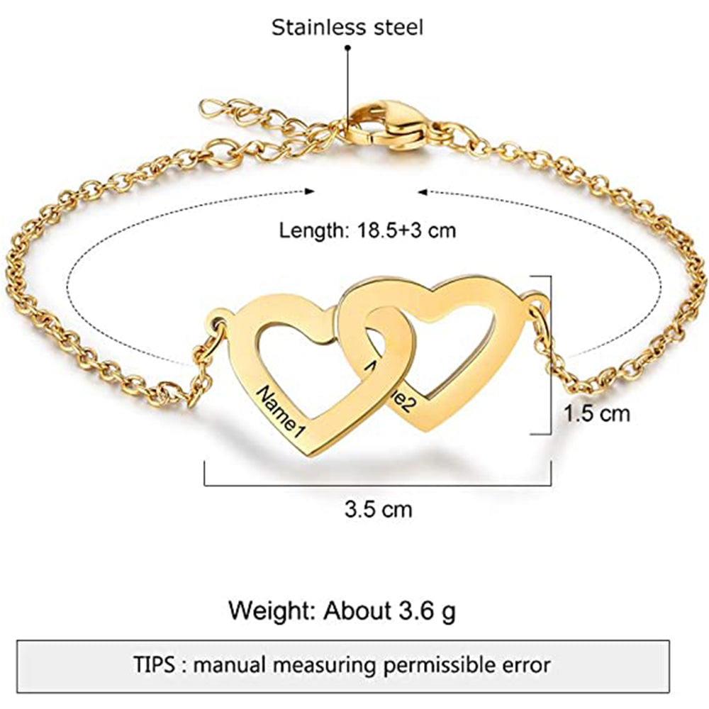 Personalized Stainless Steel Heart Bracelet