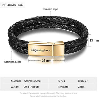 Stainless Steel Leather Bracelet