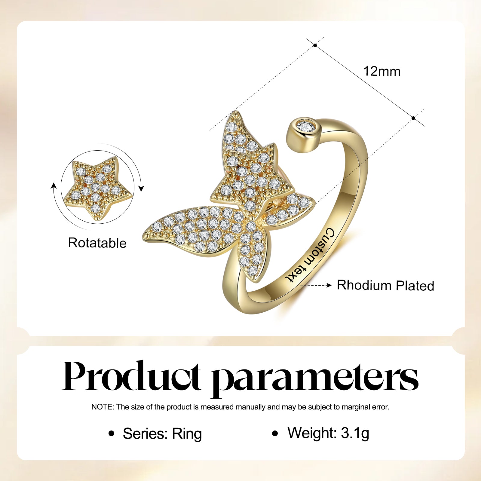 Custom Butterfly Rotatable Ring
