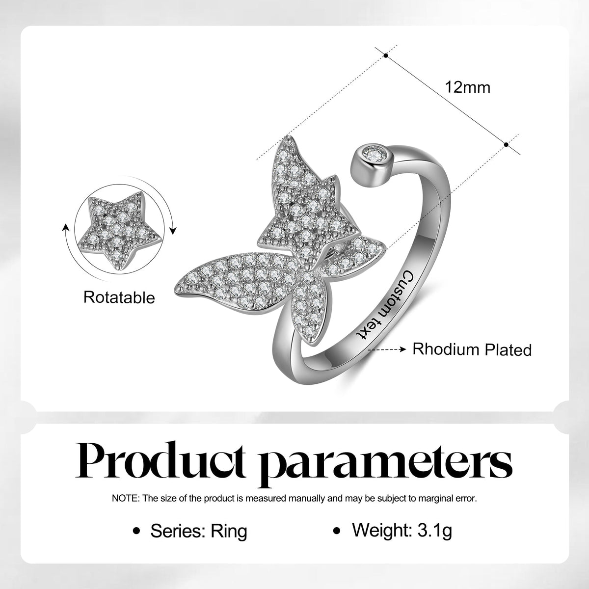 Custom Butterfly Rotatable Ring