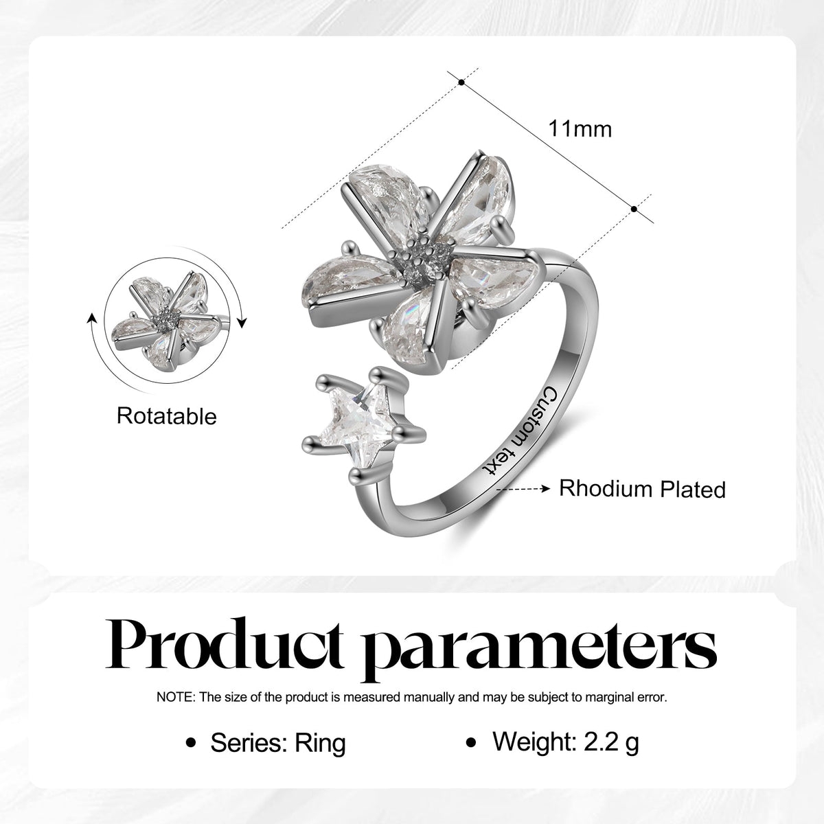 Custom Flower Rotatable Ring