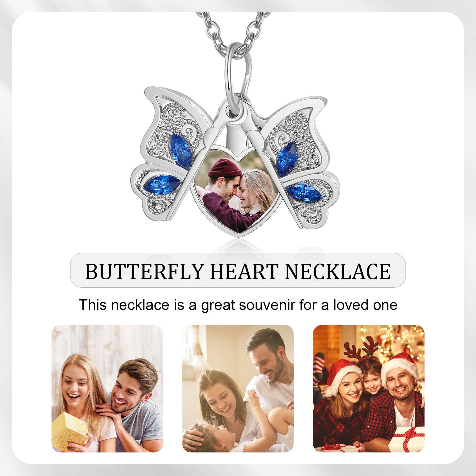 Custom Photo Butterfly Necklace