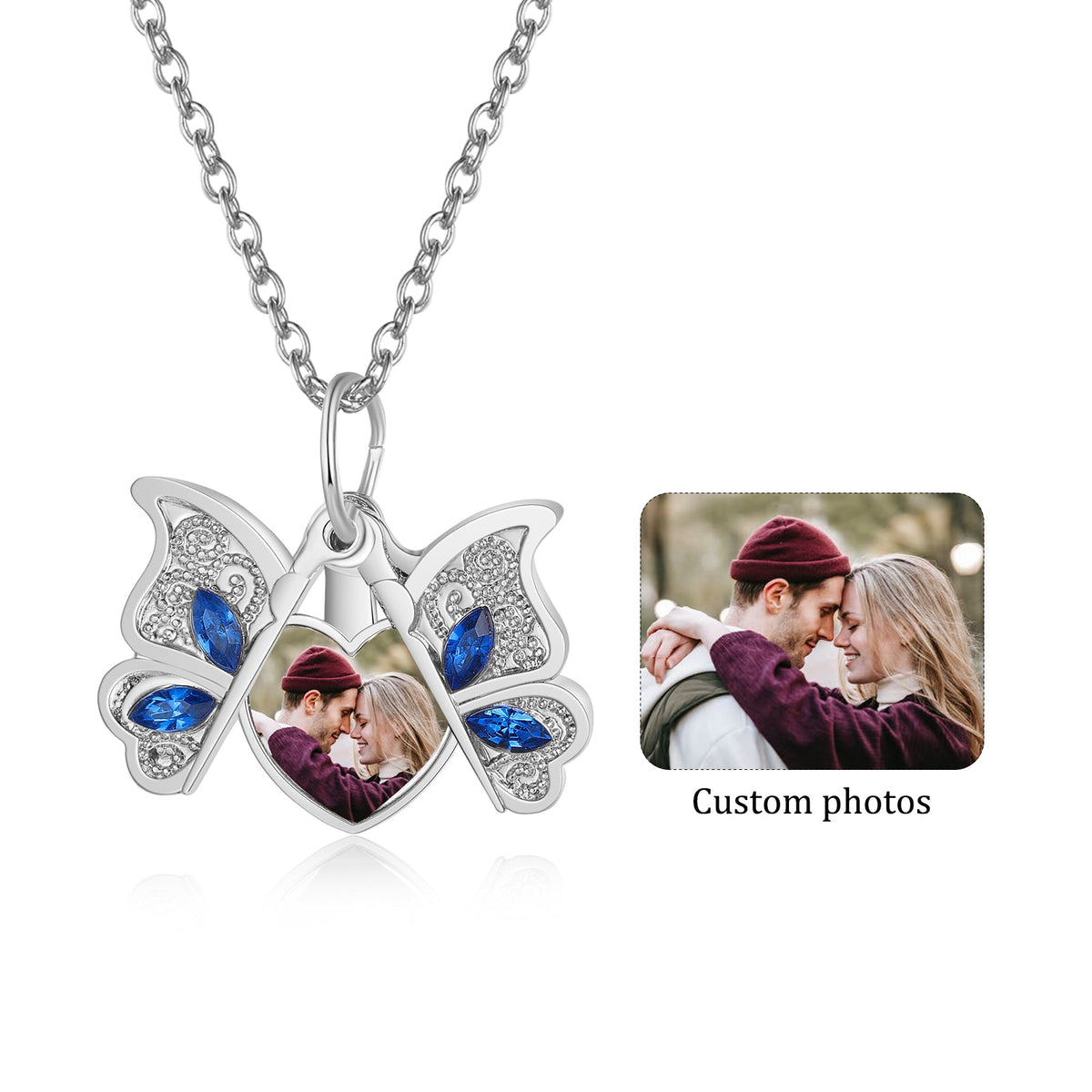 Custom Photo Butterfly Necklace