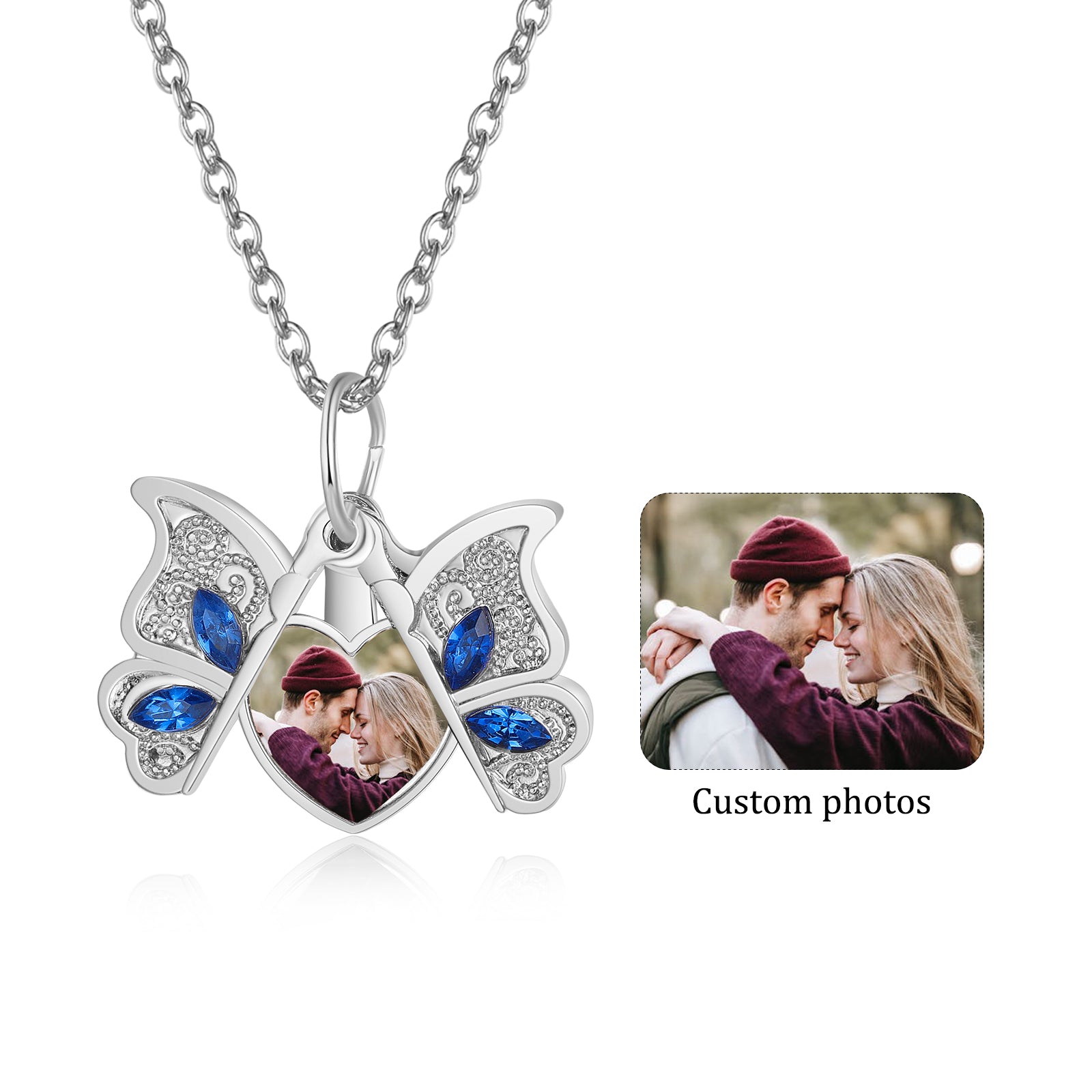 Custom Photo Butterfly Necklace