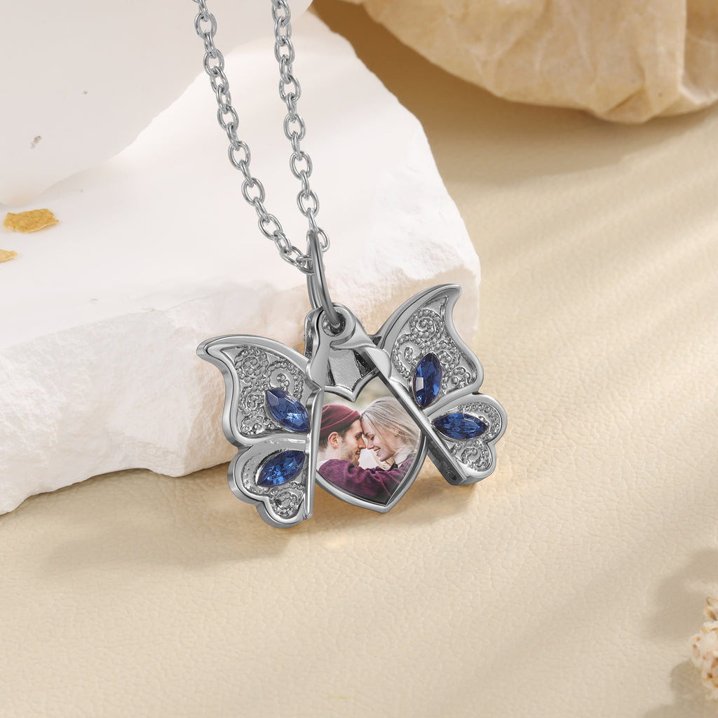 Custom Photo Butterfly Necklace