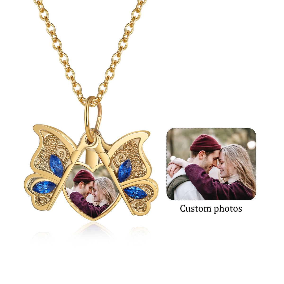 Custom Photo Butterfly Necklace