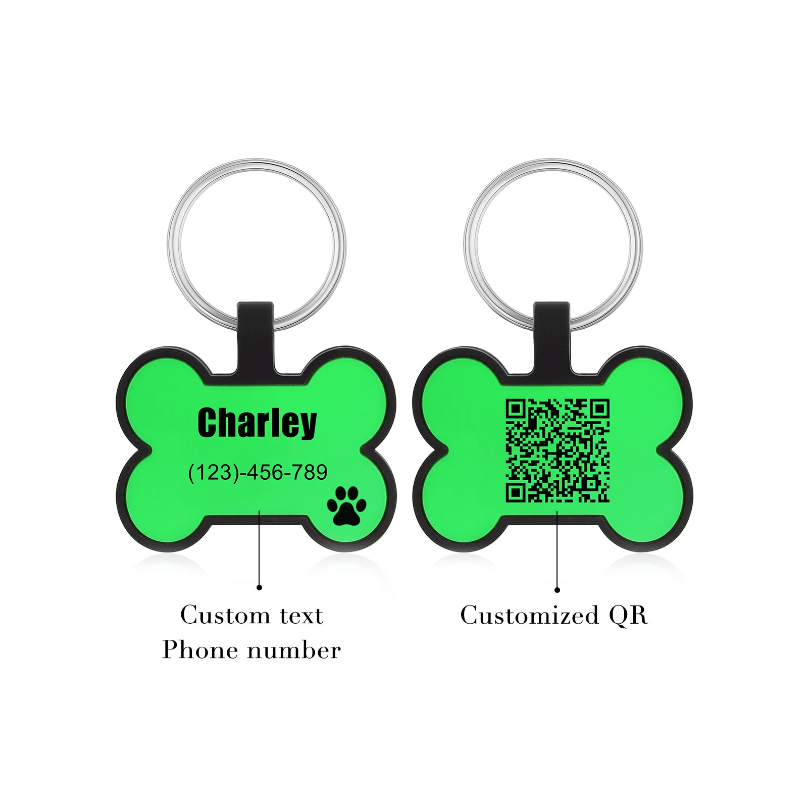 Custom QR Code Bone Dog Tag