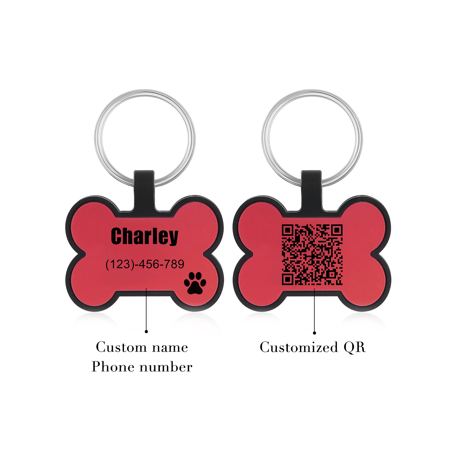 Custom QR Code Bone Dog Tag