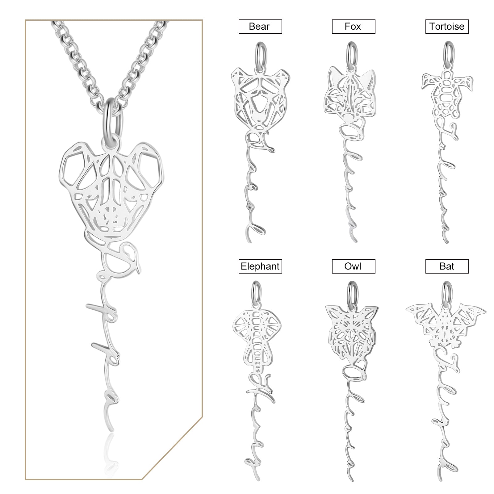 Custom Animal Name Necklace