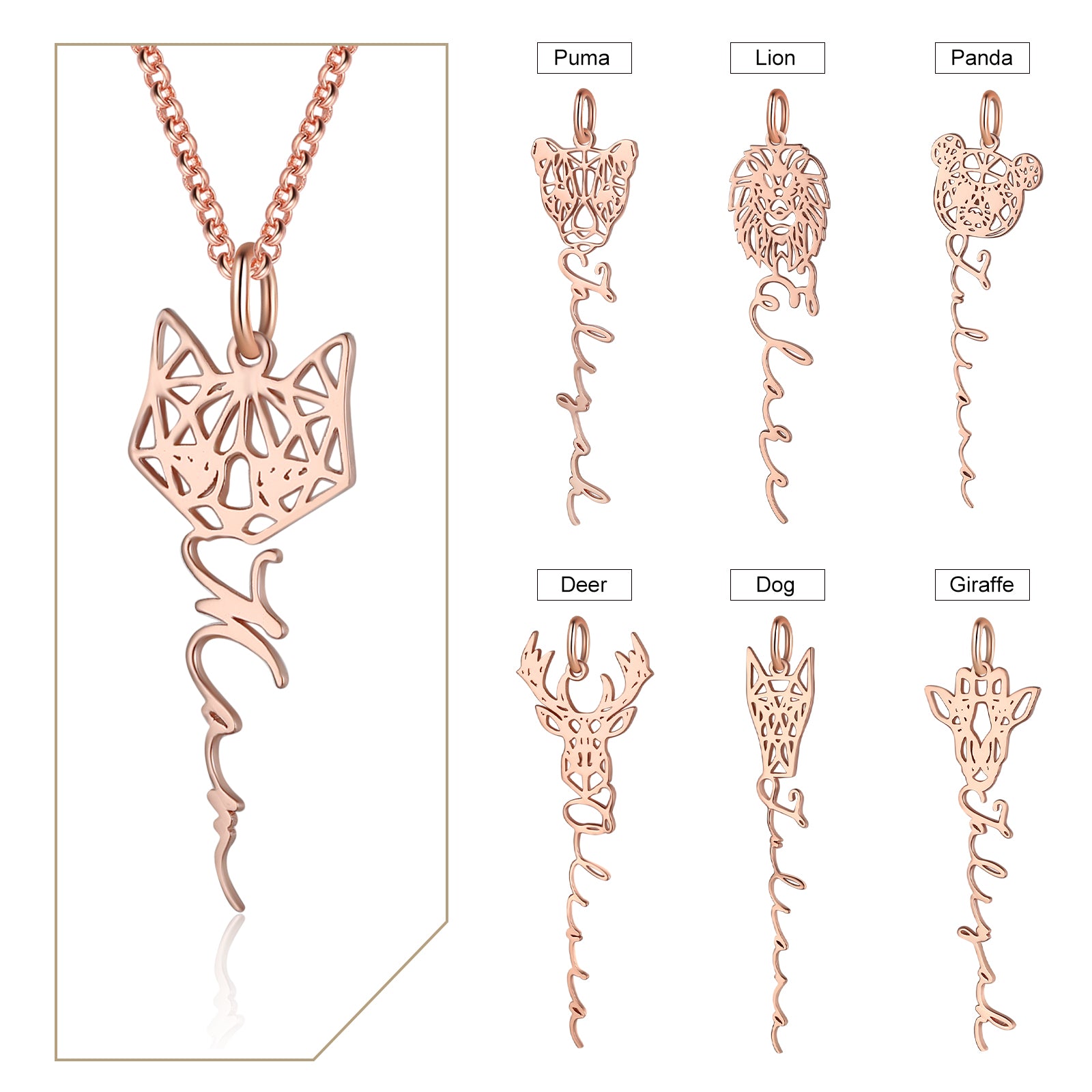 Custom Animal Name Necklace
