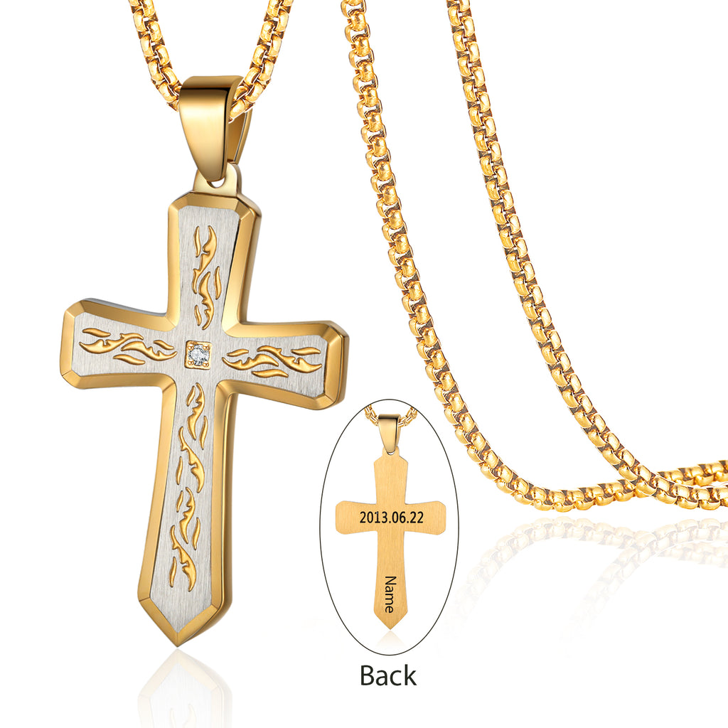 Custom Name Cross Men Necklace