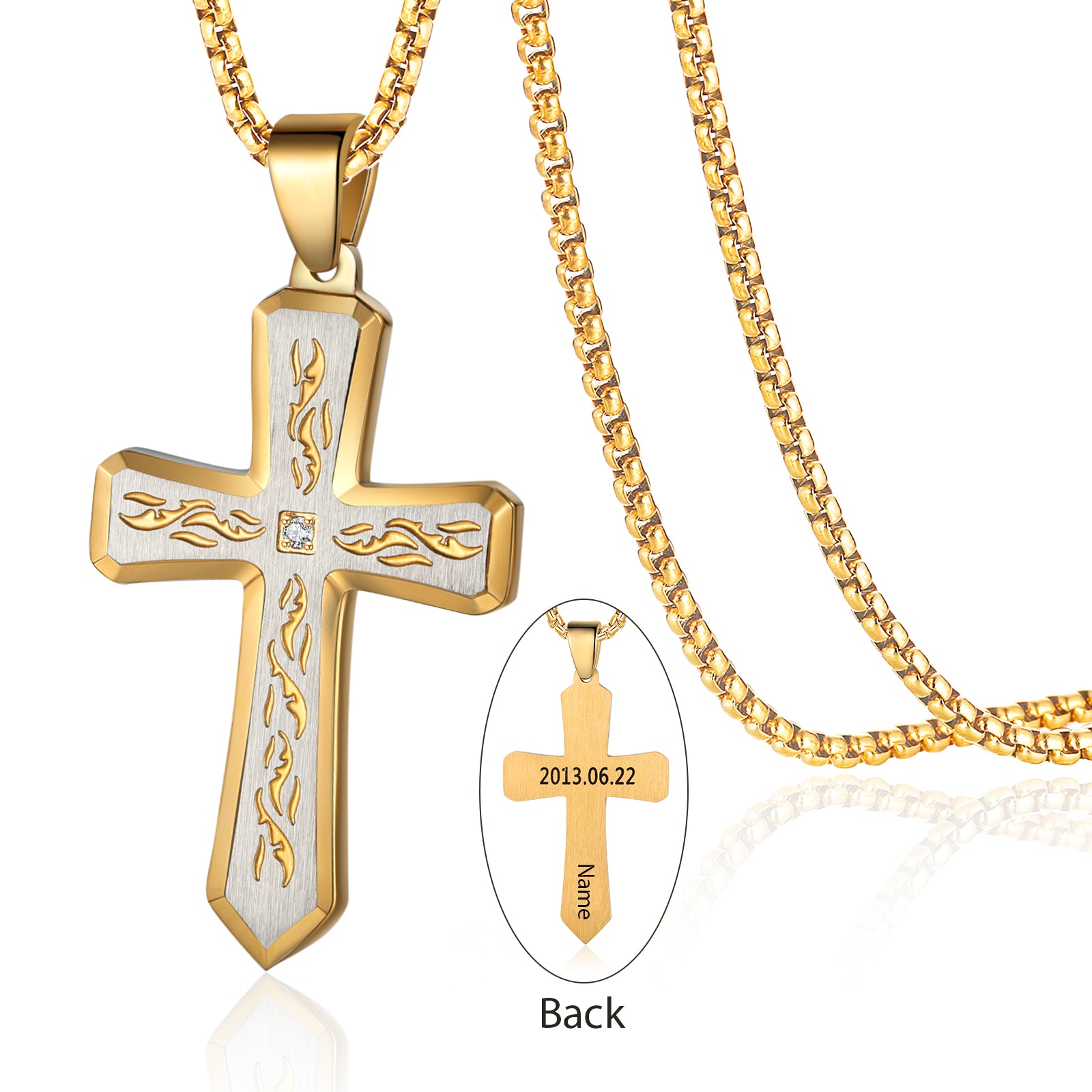 Custom Name Cross Men Necklace