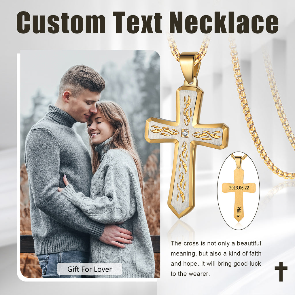 Custom Name Cross Men Necklace