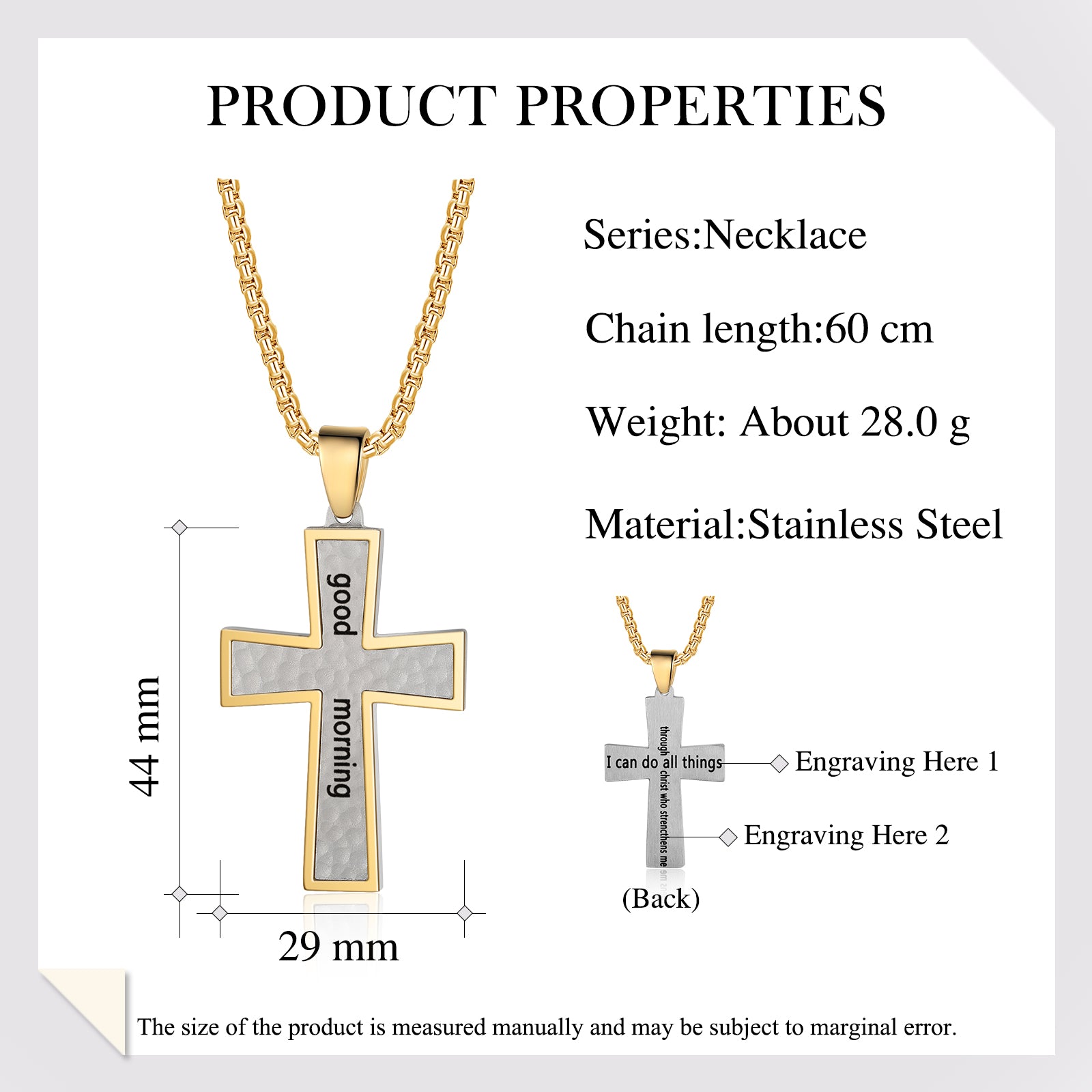 Custom Name Cross Men Necklace