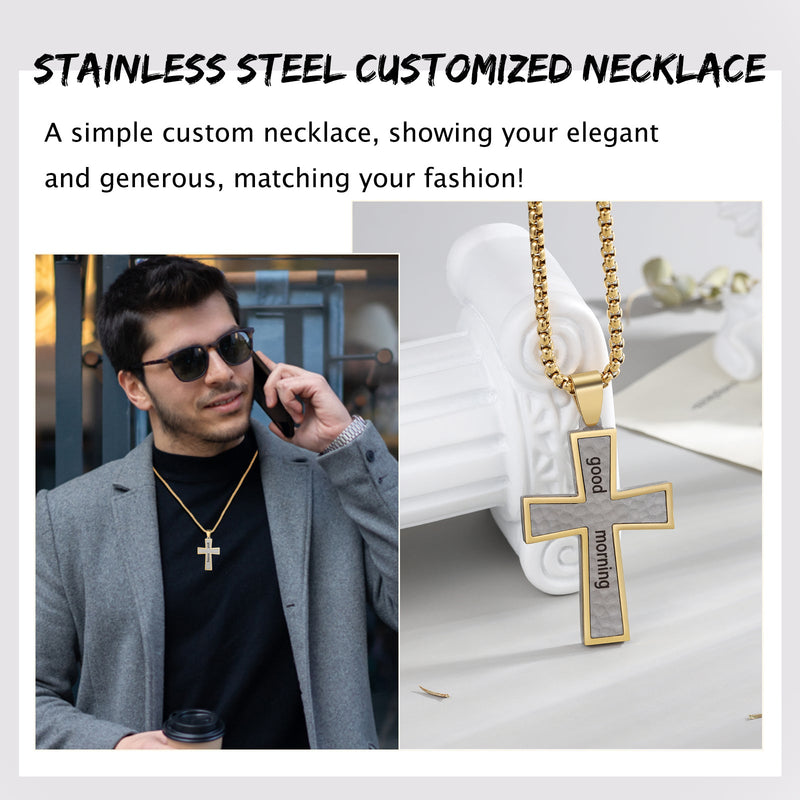 Custom Name Cross Men Necklace