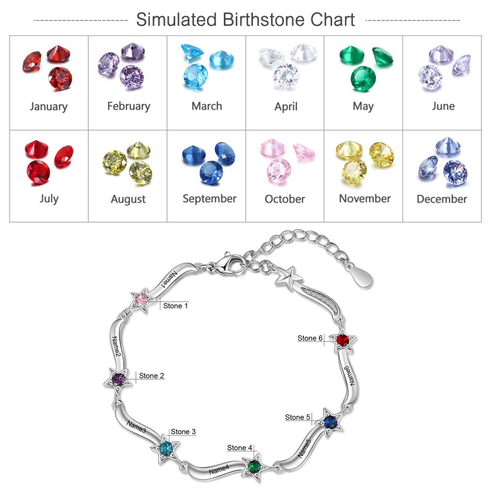 Rhodium Plated Star CZ Bracelet