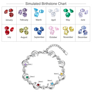 Rhodium Plated Star and Moon Bracelet